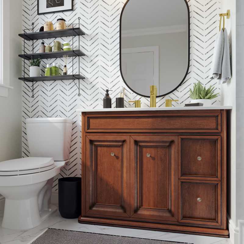 Bohemian, Farmhouse Bathroom Design by Havenly Interior Designer Ingrid