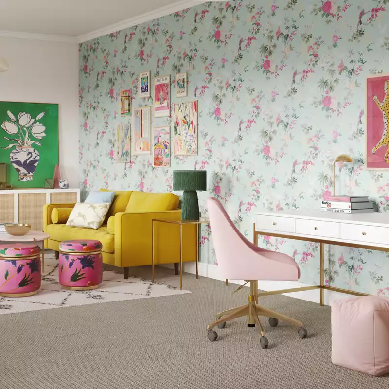 Eclectic, Bohemian, Glam, Midcentury Modern Office Design by Havenly Interior Designer Kristin