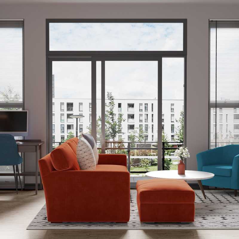 Industrial, Midcentury Modern Living Room Design by Havenly Interior Designer Luciano