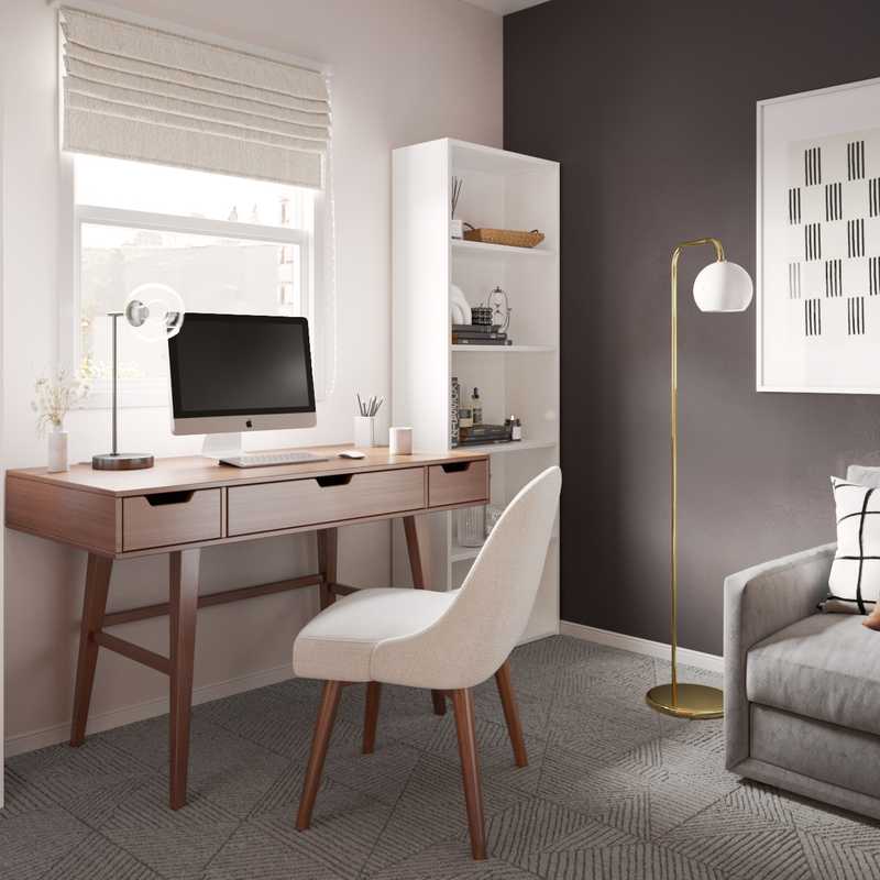 Modern, Vintage, Midcentury Modern Office Design by Havenly Interior Designer Ingrid