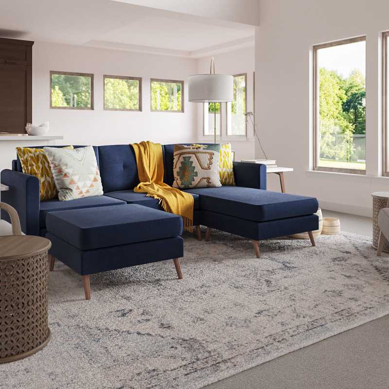 Modern, Bohemian, Global, Midcentury Modern Living Room Design by Havenly Interior Designer Ambar