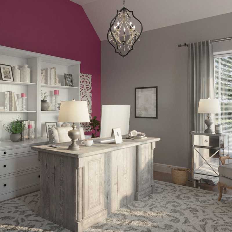 Glam, Farmhouse, Rustic Office Design by Havenly Interior Designer Jonica