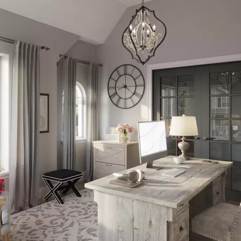 Glam, Farmhouse, Rustic Office Design by Havenly Interior Designer Jonica