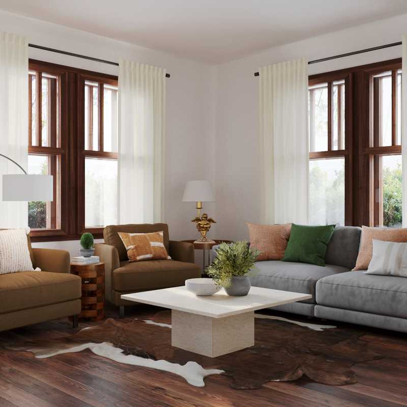 Bohemian, Midcentury Modern Living Room Design by Havenly Interior Designer Kristin