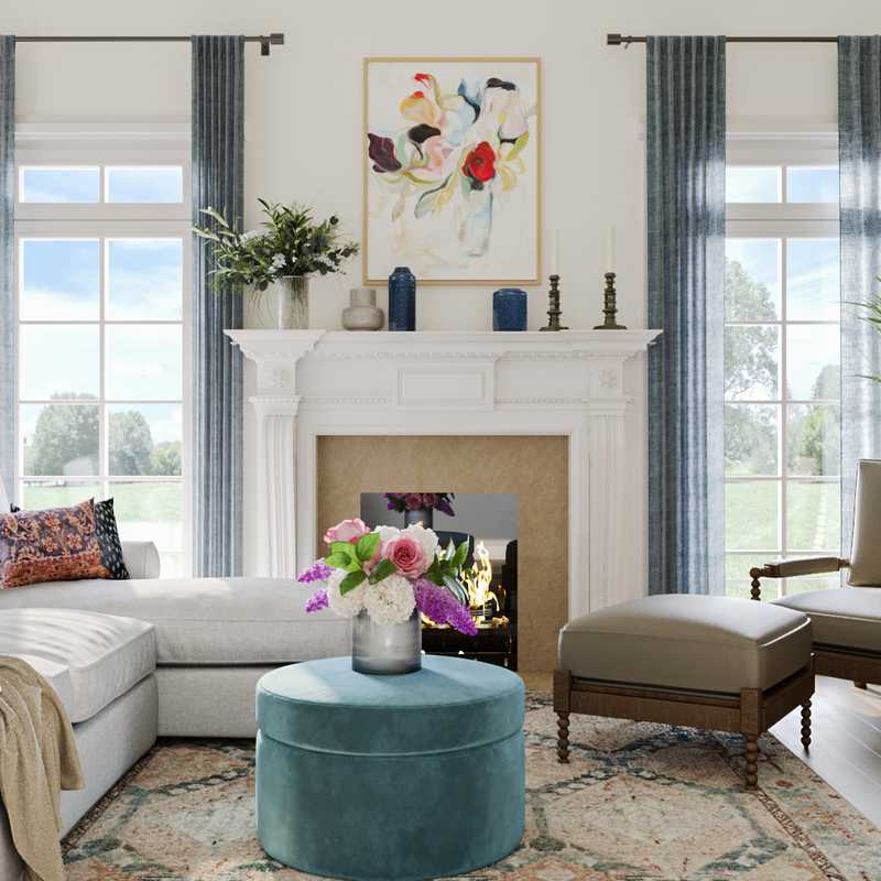 Bohemian, Traditional, Transitional Living Room Design by Havenly Interior Designer Haley