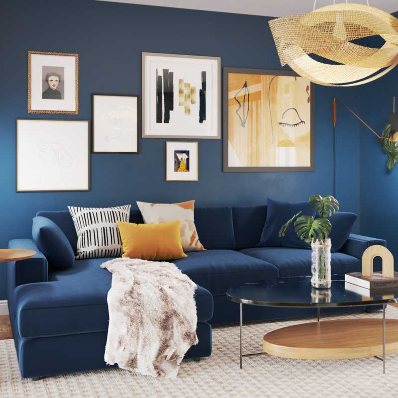 Eclectic, Bohemian, Midcentury Modern Living Room Design by Havenly Interior Designer Stefhaniene