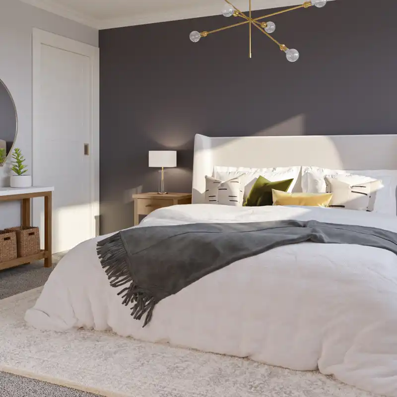 Bohemian, Glam, Midcentury Modern, Scandinavian Bedroom Design by Havenly Interior Designer Tara