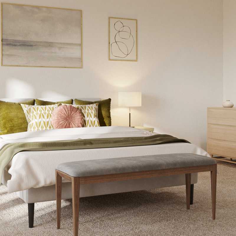 Bohemian, Coastal, Farmhouse Bedroom Design by Havenly Interior Designer Malena