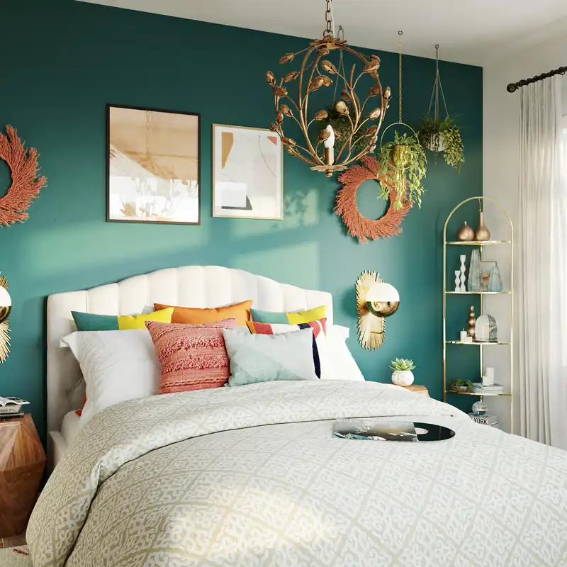Eclectic, Bohemian, Midcentury Modern Bedroom Design by Havenly Interior Designer Trenton