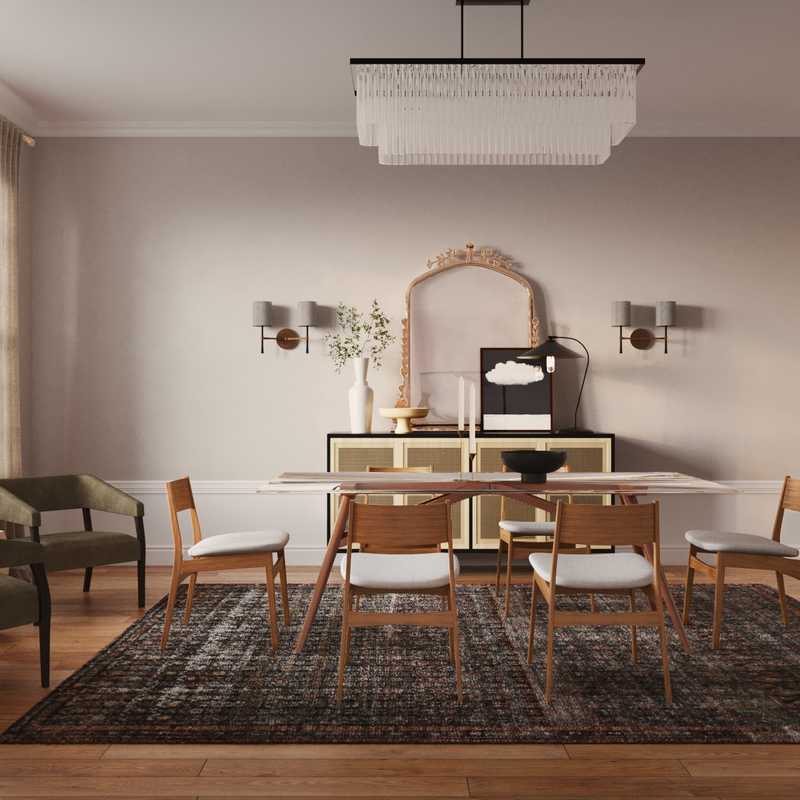 Bohemian, Midcentury Modern Dining Room Design by Havenly Interior Designer Karie