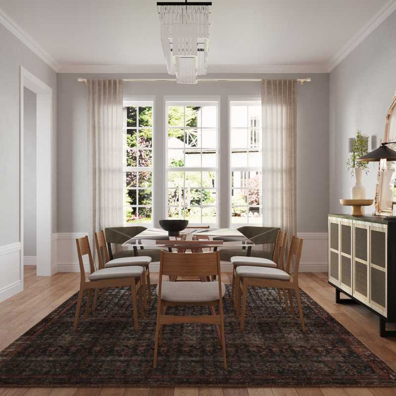 Bohemian, Midcentury Modern Dining Room Design by Havenly Interior Designer Karie