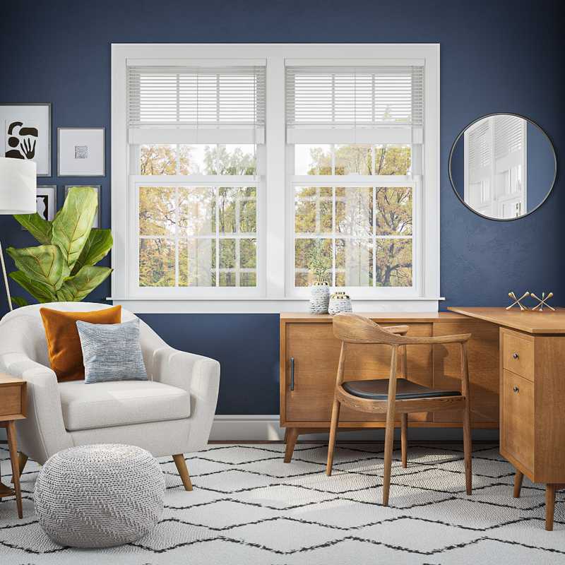 Midcentury Modern, Scandinavian Reading Room Design by Havenly Interior Designer Nora