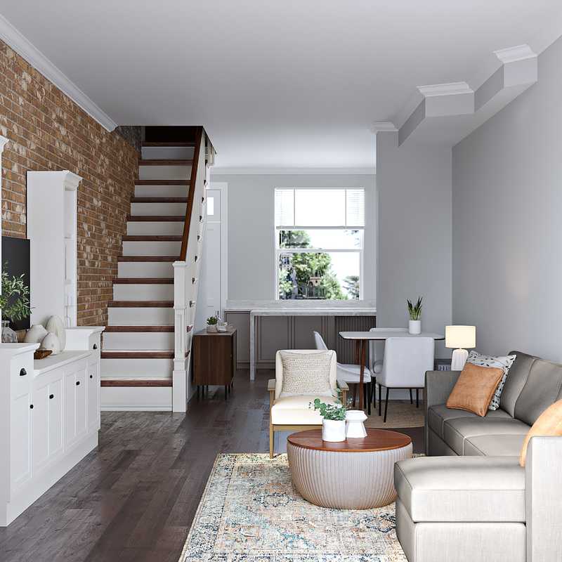 Bohemian, Industrial, Transitional, Midcentury Modern Living Room Design by Havenly Interior Designer Jamie