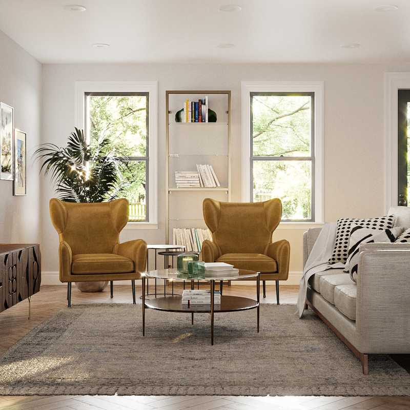 Modern, Eclectic, Industrial, Midcentury Modern Living Room Design by Havenly Interior Designer Freddi