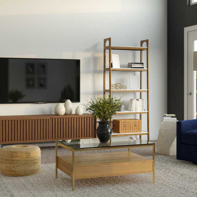 Modern, Bohemian, Midcentury Modern, Minimal Living Room Design by Havenly Interior Designer Krishnendhu