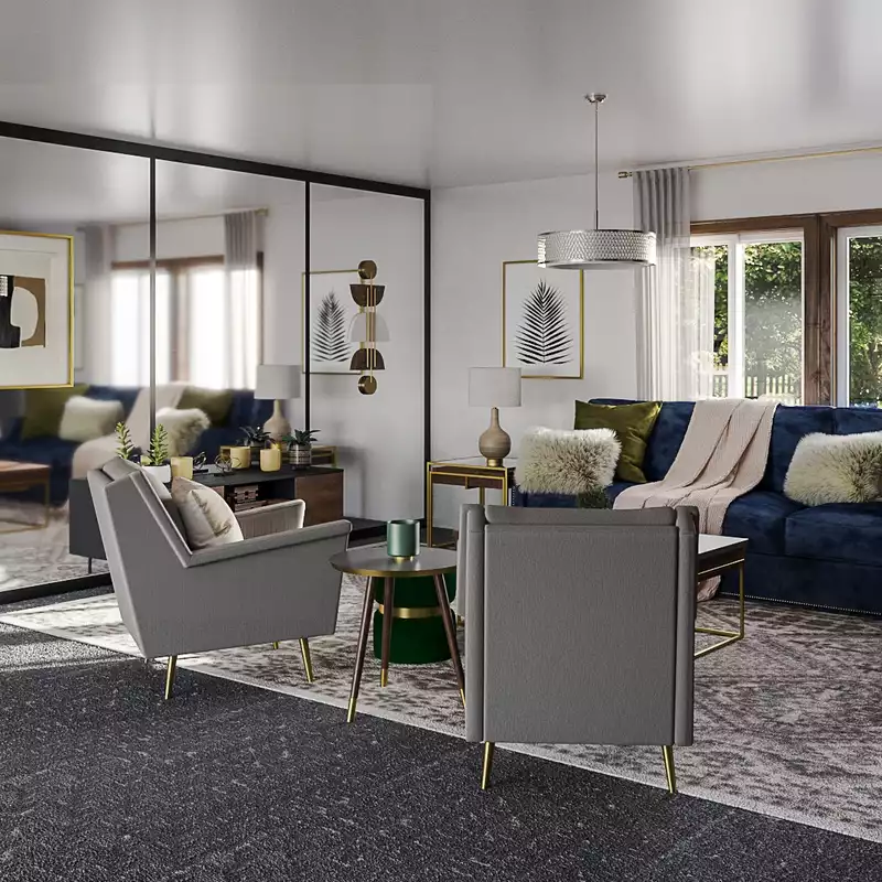 Modern, Eclectic, Glam, Midcentury Modern Living Room Design by Havenly Interior Designer Julia