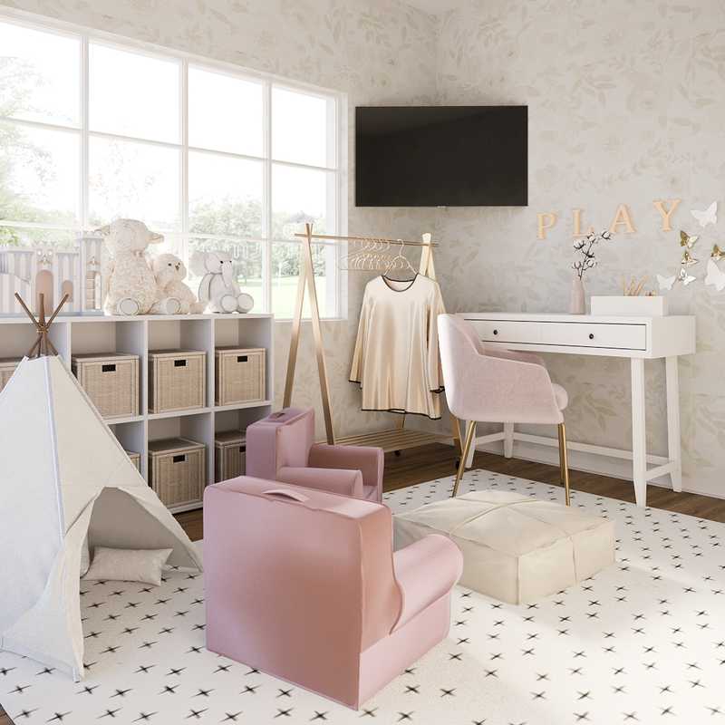 Classic, Bohemian Playroom Design by Havenly Interior Designer Alexandra