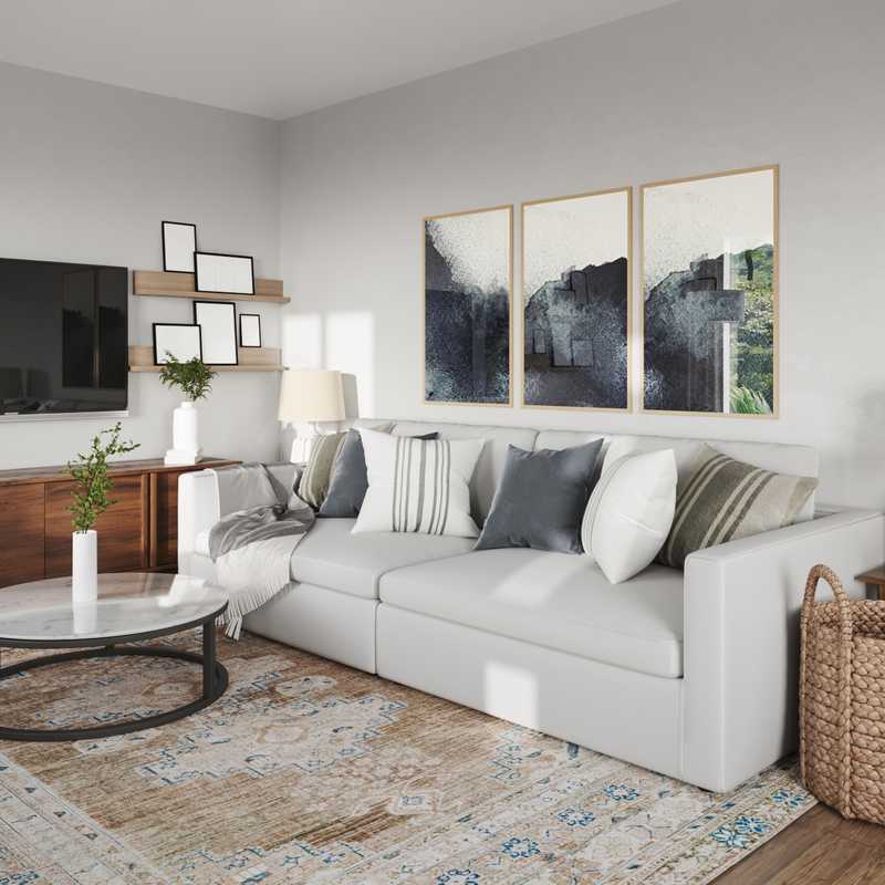 Modern, Bohemian, Farmhouse, Midcentury Modern Living Room Design by Havenly Interior Designer Leigh