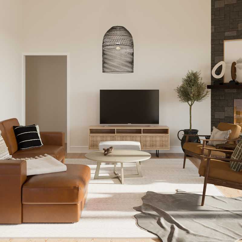 Bohemian, Industrial, Farmhouse, Transitional Living Room Design by Havenly Interior Designer Michelle