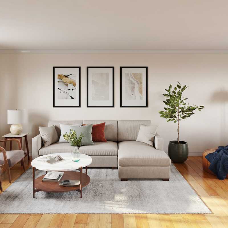 Classic, Bohemian, Coastal, Rustic, Midcentury Modern, Scandinavian Living Room Design by Havenly Interior Designer Lara