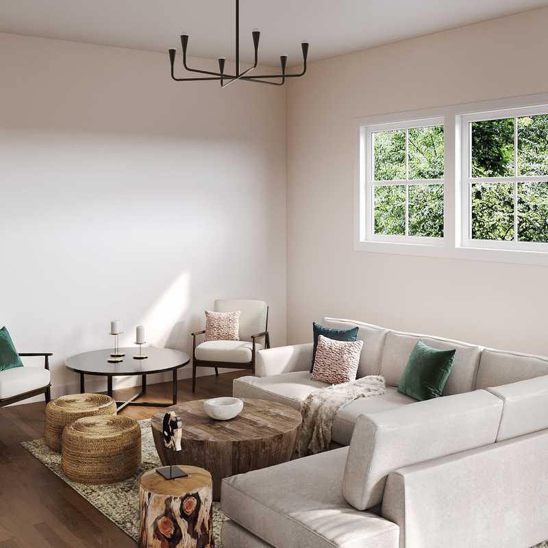 Bohemian, Coastal, Minimal Living Room Design by Havenly Interior Designer Candela
