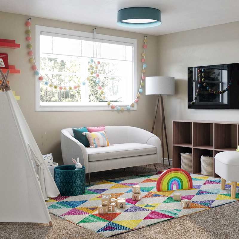 Bohemian, Midcentury Modern, Scandinavian Playroom Design by Havenly Interior Designer Elizabeth