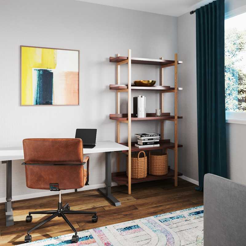 Eclectic, Midcentury Modern Office Design by Havenly Interior Designer Samantha