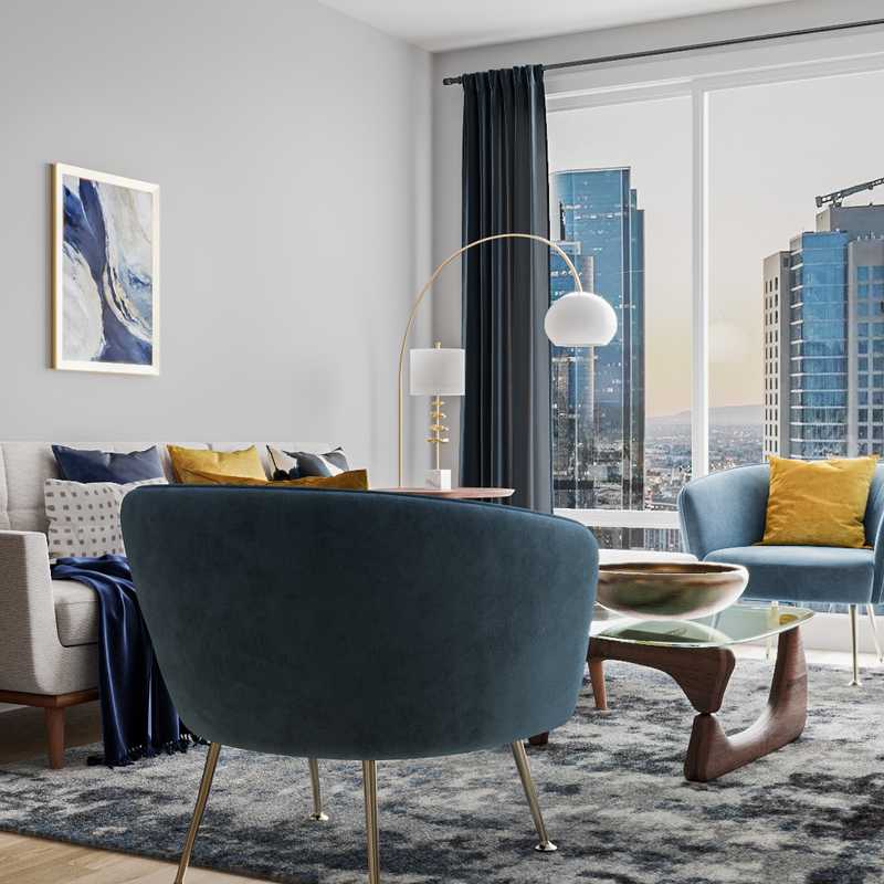Glam, Midcentury Modern, Minimal Living Room Design by Havenly Interior Designer Juliana