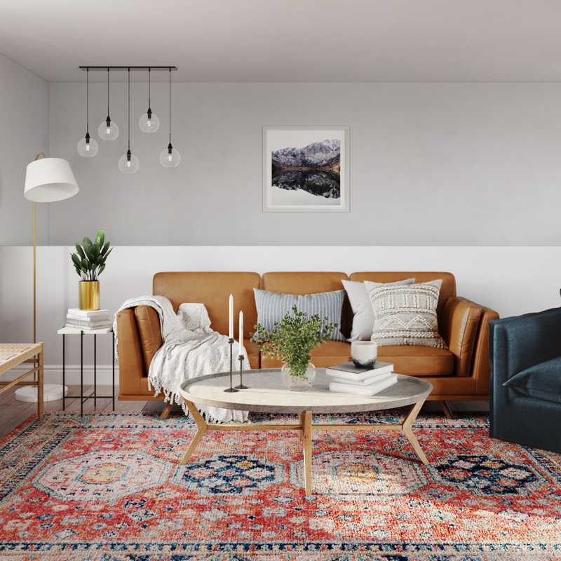 Modern, Bohemian, Coastal, Midcentury Modern Living Room Design by Havenly Interior Designer Cami