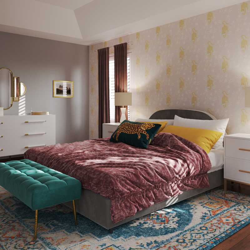 Eclectic, Glam, Midcentury Modern Bedroom Design by Havenly Interior Designer Priscila