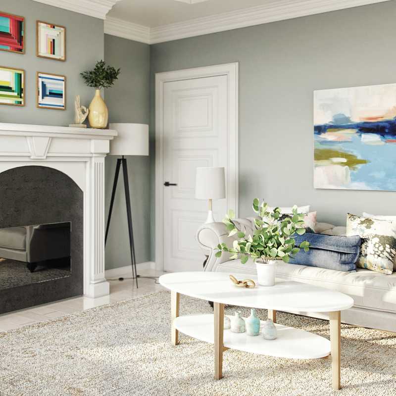 Eclectic, Glam, Midcentury Modern, Preppy Living Room Design by Havenly Interior Designer Lexie