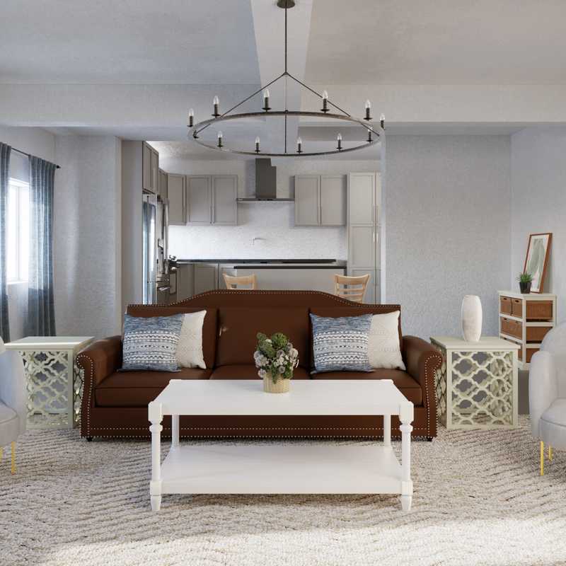 Coastal, Midcentury Modern Living Room Design by Havenly Interior Designer Emily