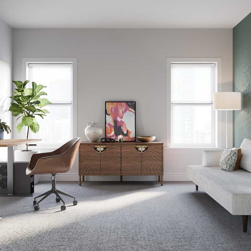 Eclectic, Bohemian Office Design by Havenly Interior Designer Alycia