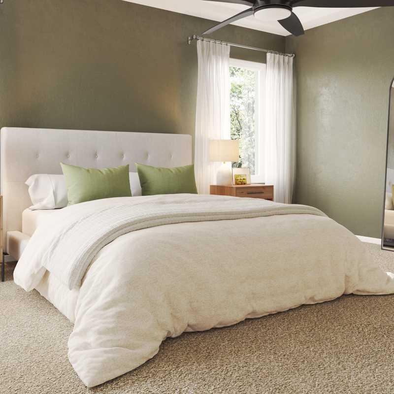 Transitional, Midcentury Modern Bedroom Design by Havenly Interior Designer Sarah