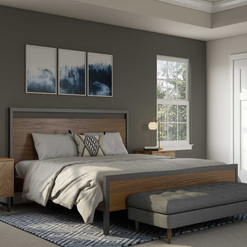 Bohemian, Industrial, Midcentury Modern Bedroom Design by Havenly Interior Designer Luciano