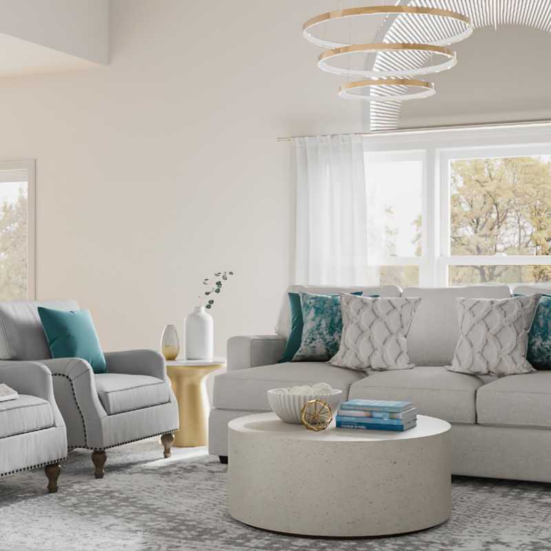 Classic, Glam, Farmhouse Living Room Design by Havenly Interior Designer Lara