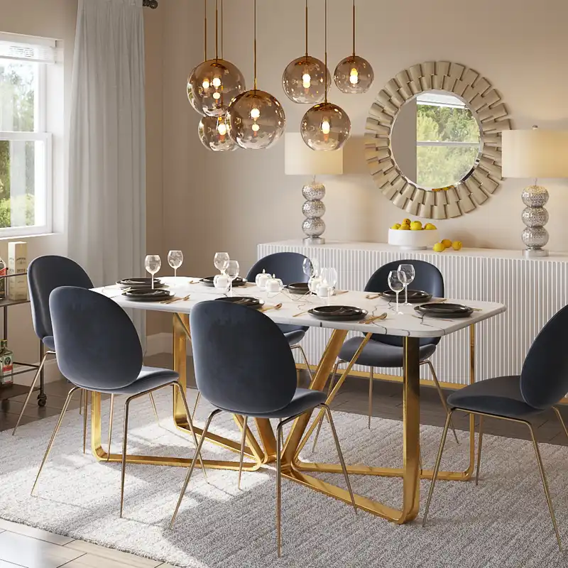 Modern, Glam, Traditional Dining Room Design by Havenly Interior Designer Manasi