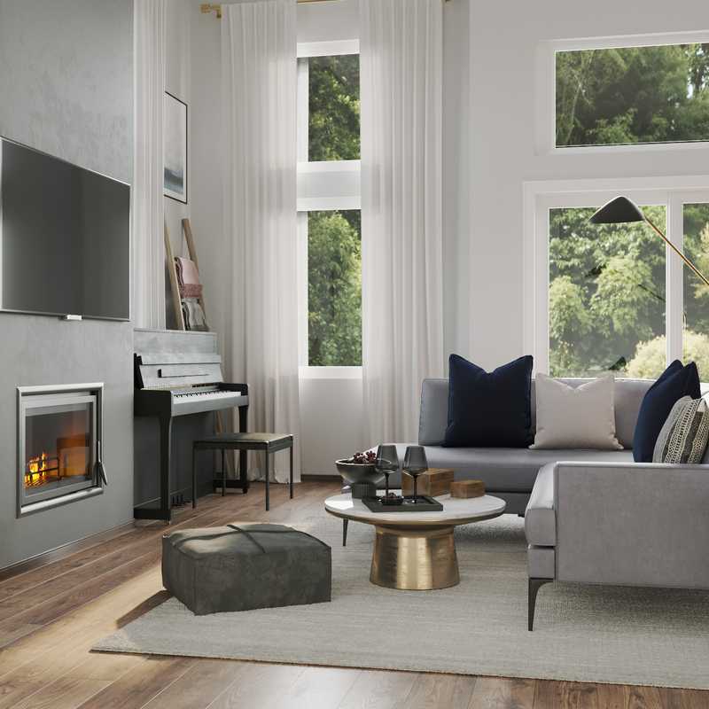 Modern, Midcentury Modern Living Room Design by Havenly Interior Designer Maria