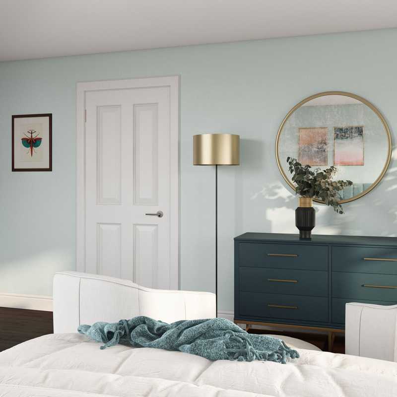 Eclectic, Bohemian, Glam, Midcentury Modern Bedroom Design by Havenly Interior Designer Jimena