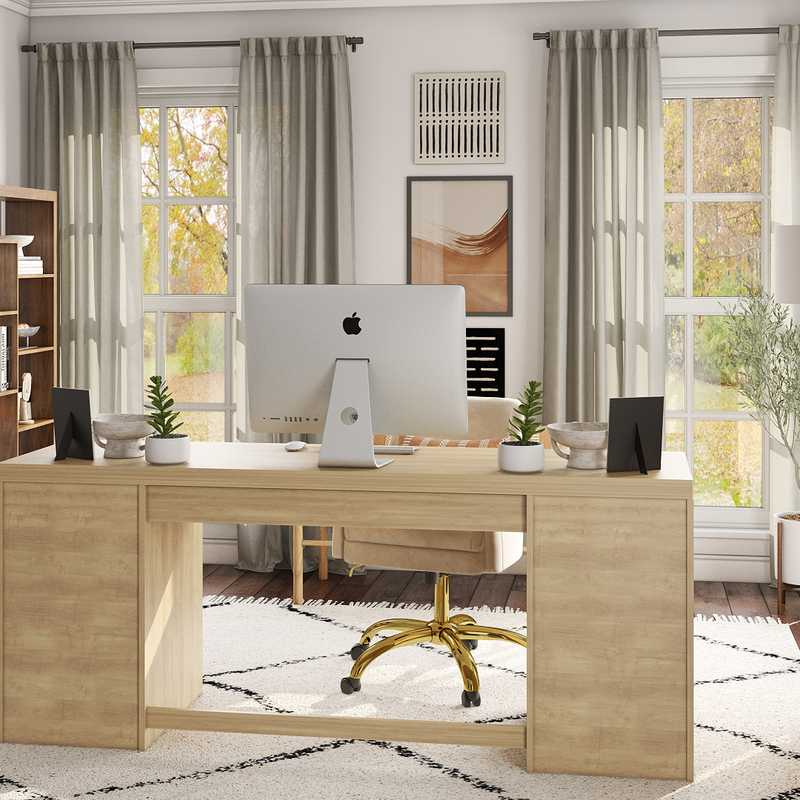 Midcentury Modern, Scandinavian Office Design by Havenly Interior Designer Christa