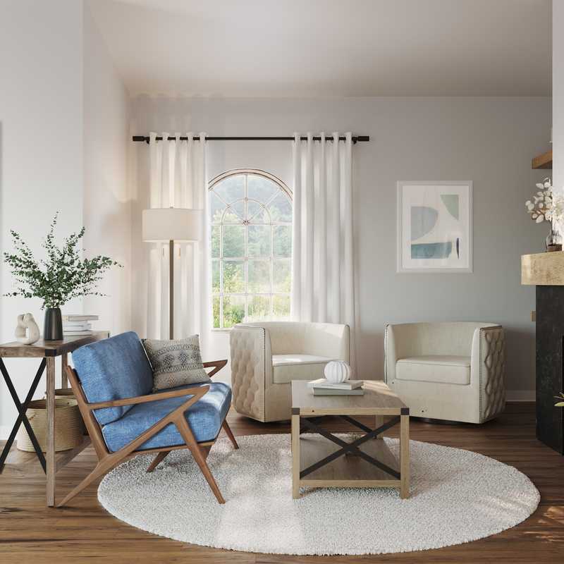 Bohemian, Coastal, Midcentury Modern Living Room Design by Havenly Interior Designer Josefina