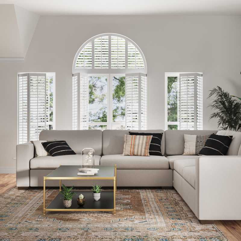 Contemporary, Transitional, Midcentury Modern Living Room Design by Havenly Interior Designer Paola