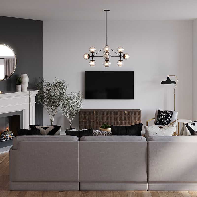 Contemporary, Glam, Industrial Living Room Design by Havenly Interior Designer Chanel