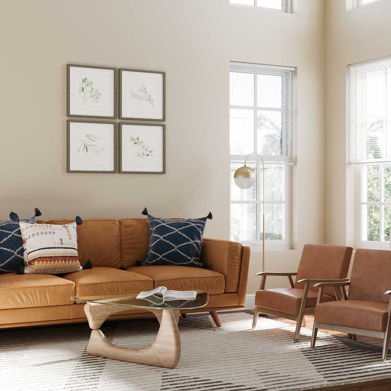 Bohemian, Midcentury Modern Living Room Design by Havenly Interior Designer Dipti