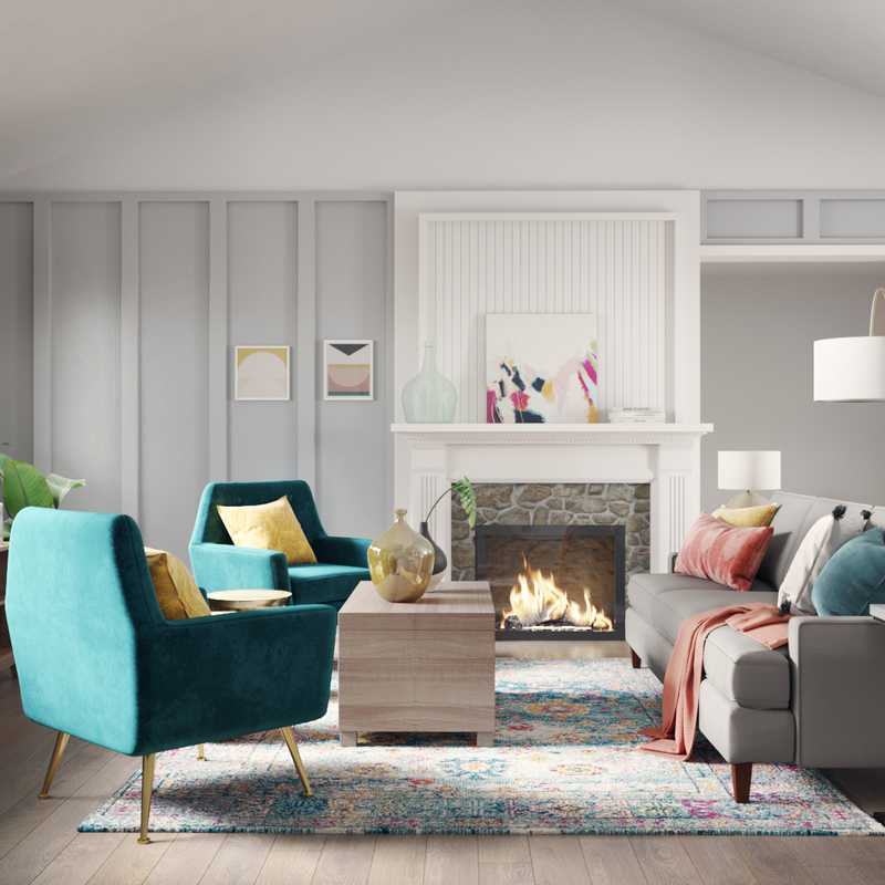 Eclectic, Transitional, Global Living Room Design by Havenly Interior Designer Kristin