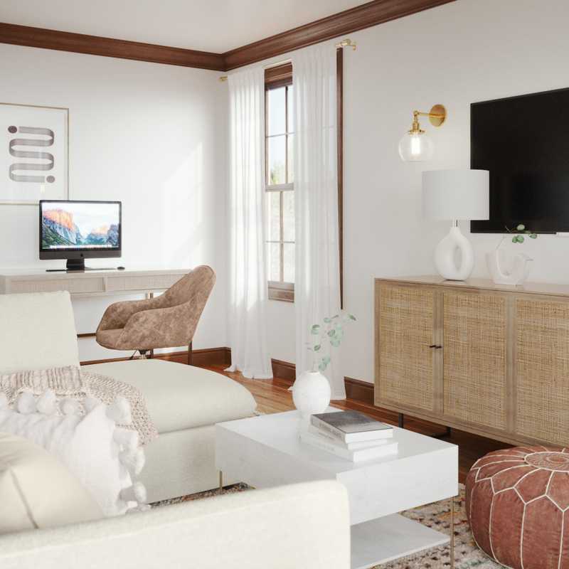 Bohemian, Coastal, Midcentury Modern, Scandinavian Living Room Design by Havenly Interior Designer Karie