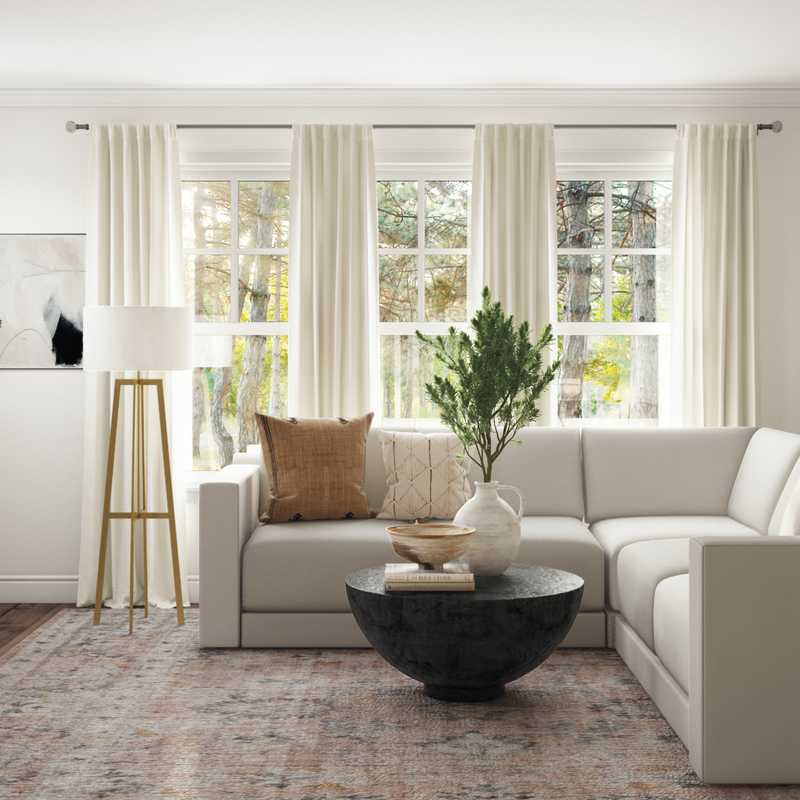 Transitional, Scandinavian Living Room Design by Havenly Interior Designer Rebecca