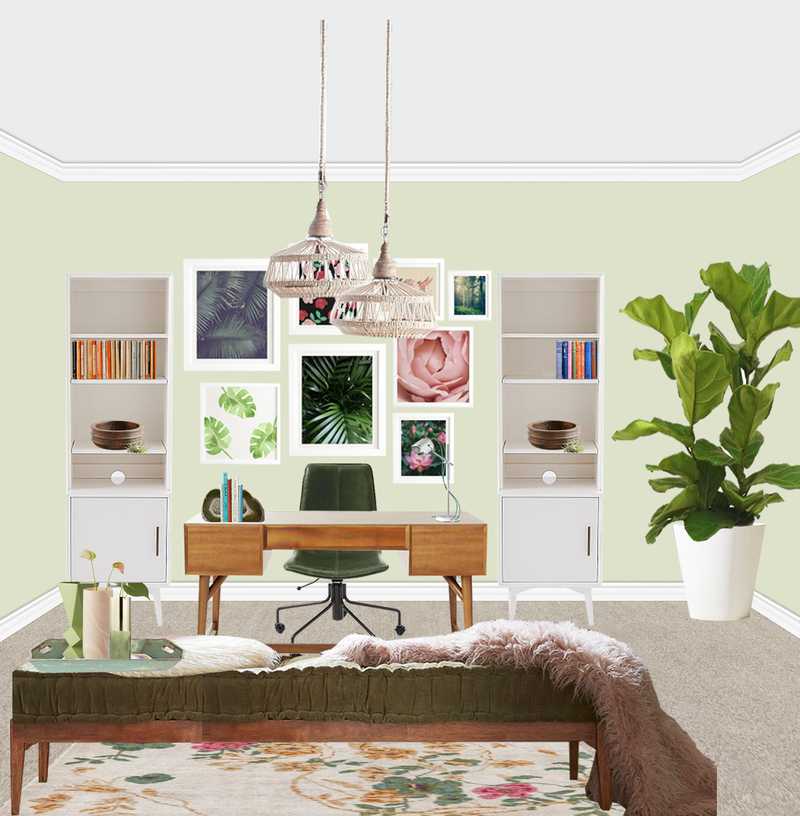 Contemporary, Eclectic, Bohemian Office Design by Havenly Interior Designer Daniela