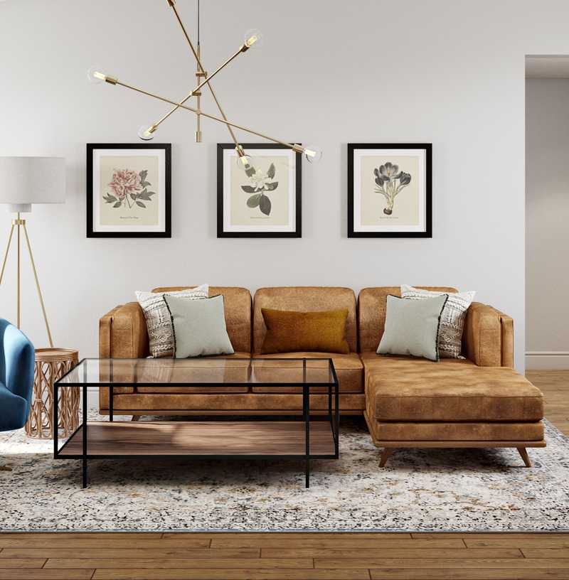 Bohemian, Midcentury Modern Living Room Design by Havenly Interior Designer Megan
