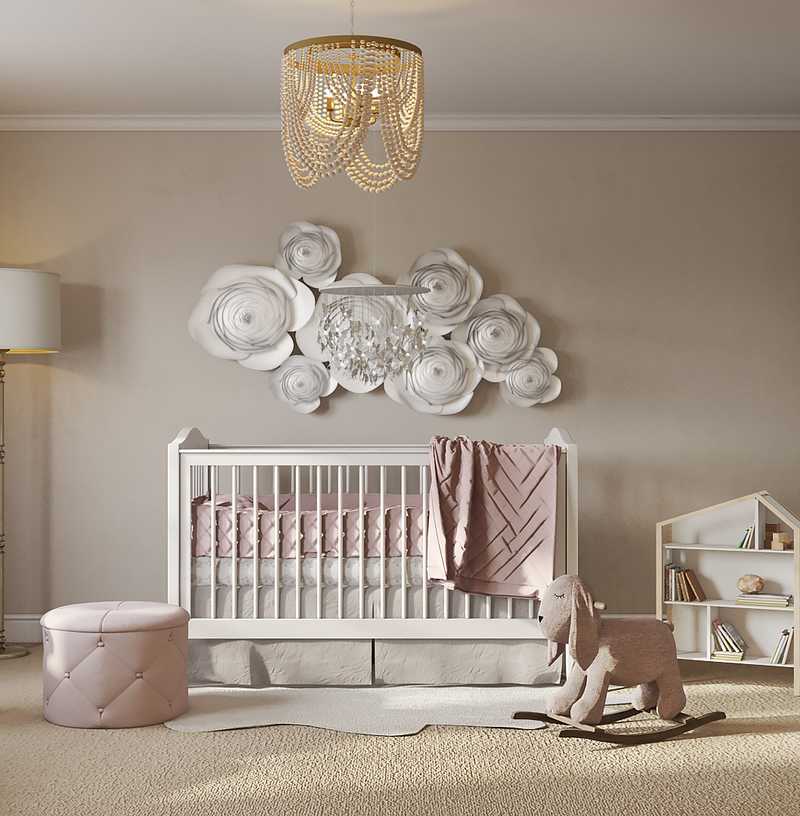 Glam, Classic Contemporary Nursery Design by Havenly Interior Designer Charna